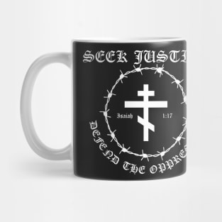 Isaiah 1:17 Seek Justice Defend The Oppressed Metal Hardcore Punk Mug